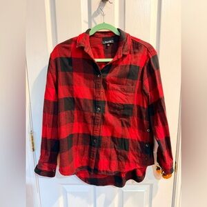 Women’s Madewell Red and Black Checkered Top Size Small